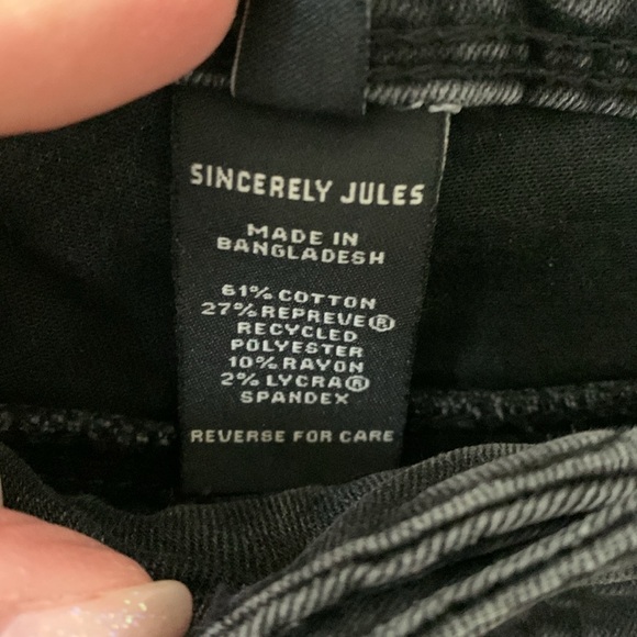 Sincerely Jules Black Flare Wide Leg Jeans High Waisted and FrayHem women SZ 27 - Picture 12 of 14